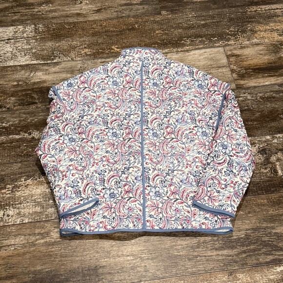 7 For All Mankind Jacket Quilted Paisley Floral XS Blue White Lightweight NEW - Picture 11 of 15